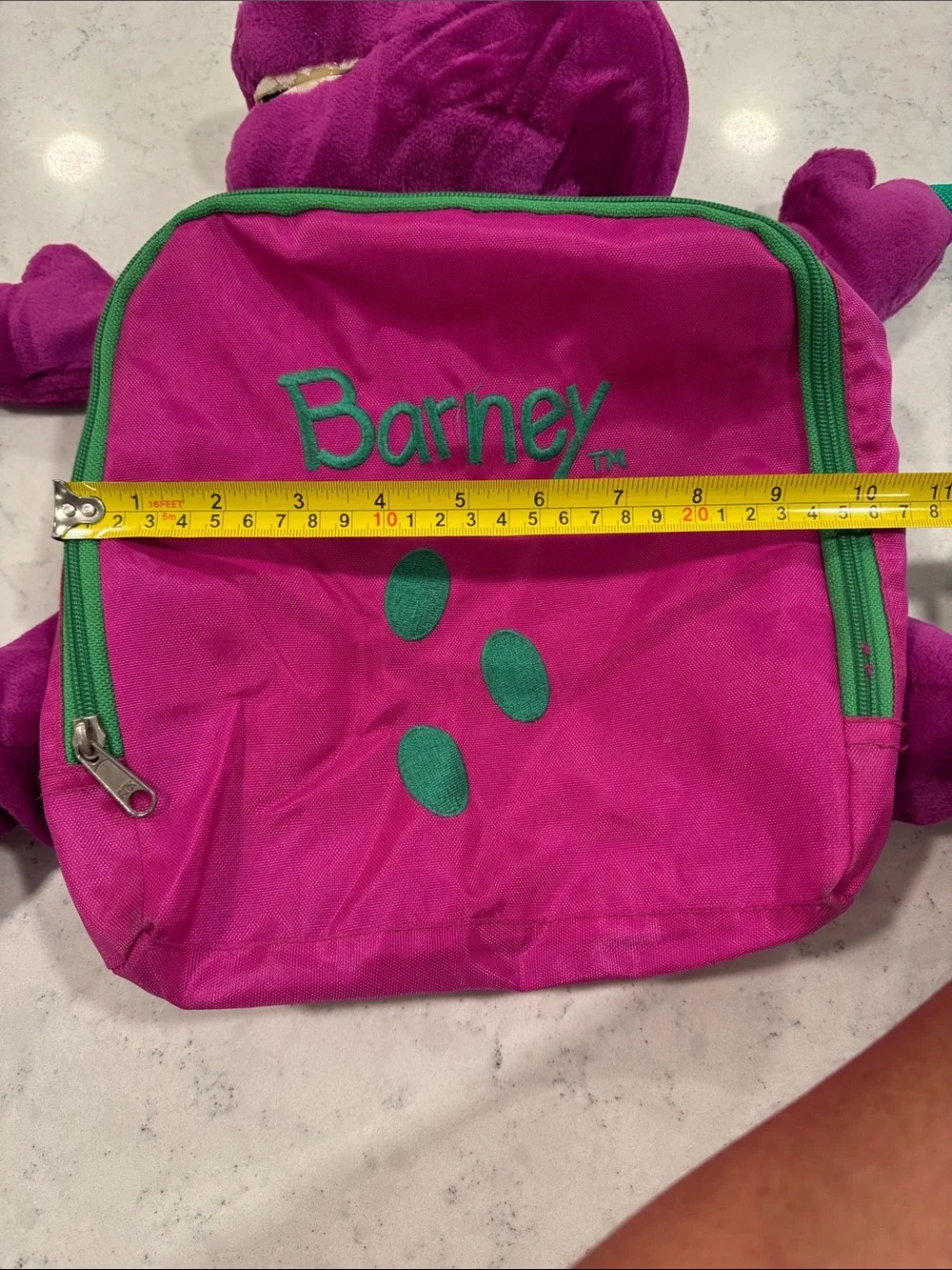 Vintage Barney Purple Dinosaur Plush Character Mini Kids Backpack Purse Costume